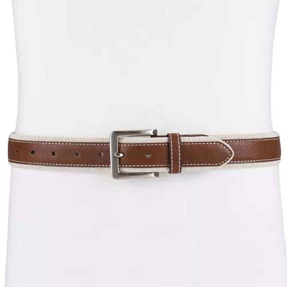Club Room Men's 35mm Leather Overlay Belt, Size Small New with Tag